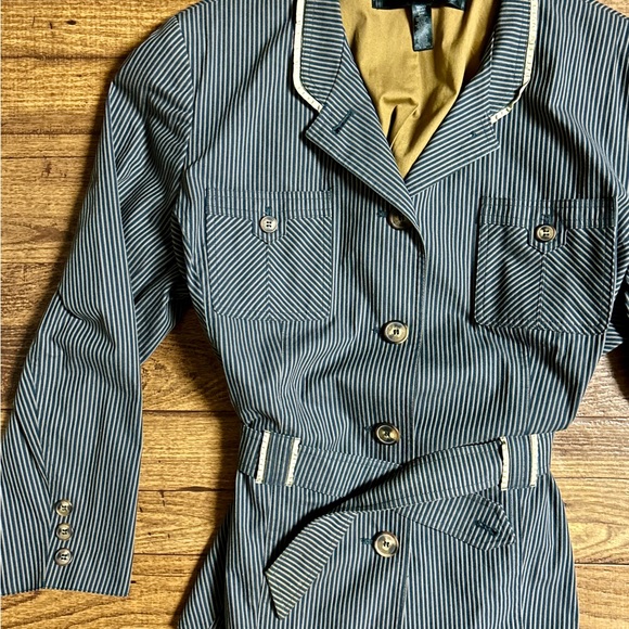 Apostrophe • Navy Blue/Brown • Striped • Size 22W (2 X-Large) • Trench Jacket - Picture 5 of 9